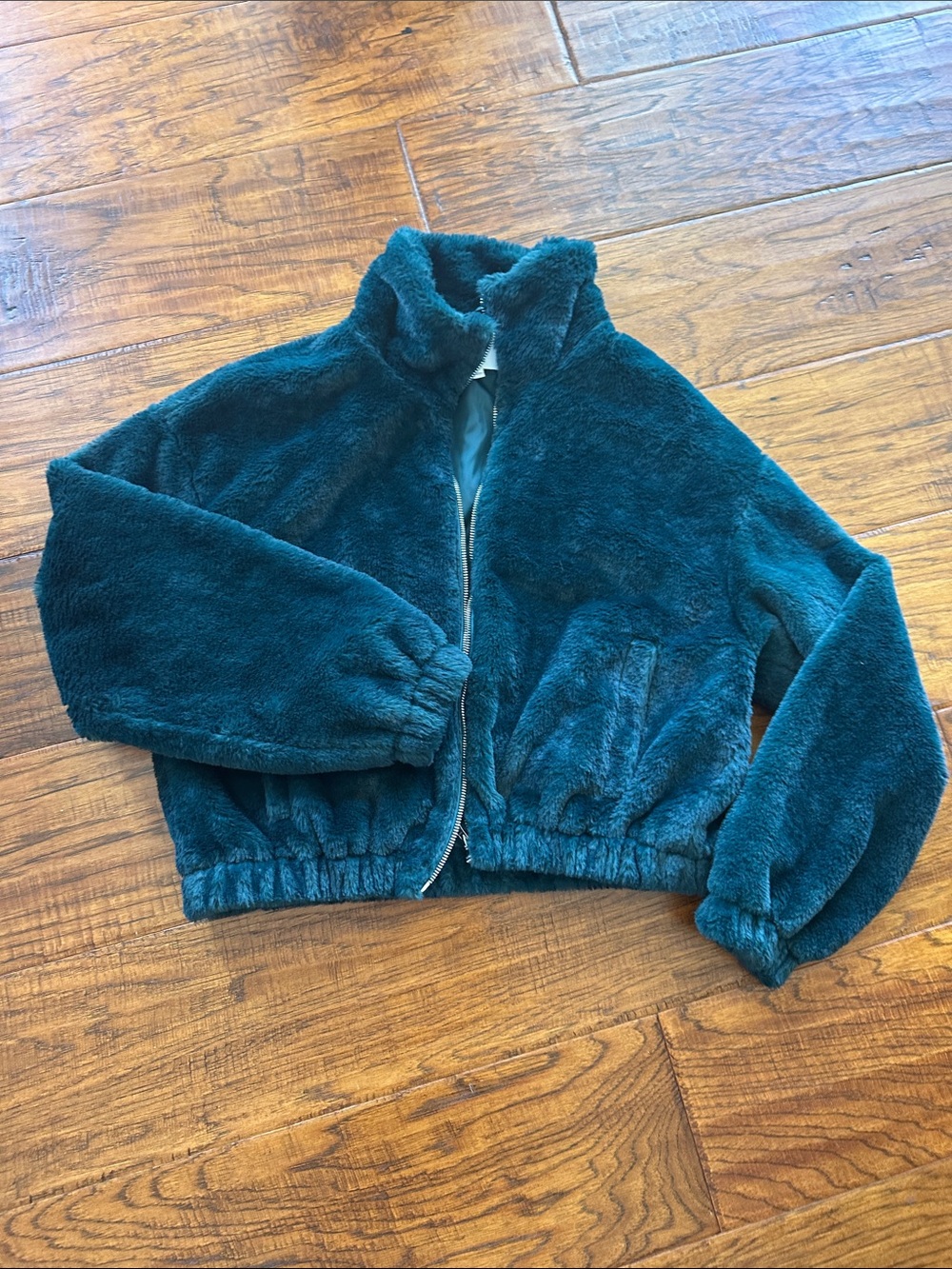 bp Teal Plush Faux-Fur Puffer Jacket